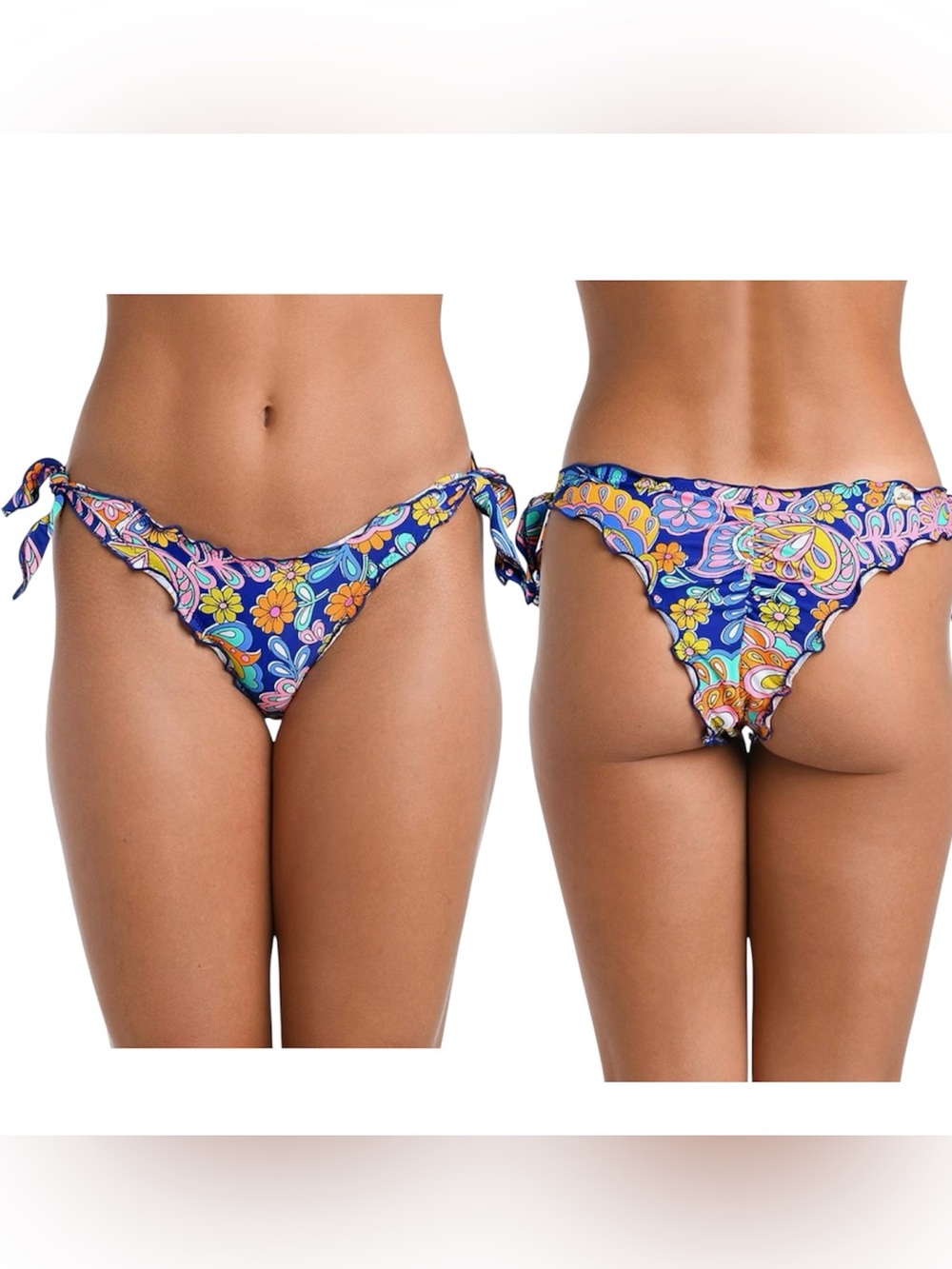 Hobie Blue Floral Tie-Side Bikini Bottoms